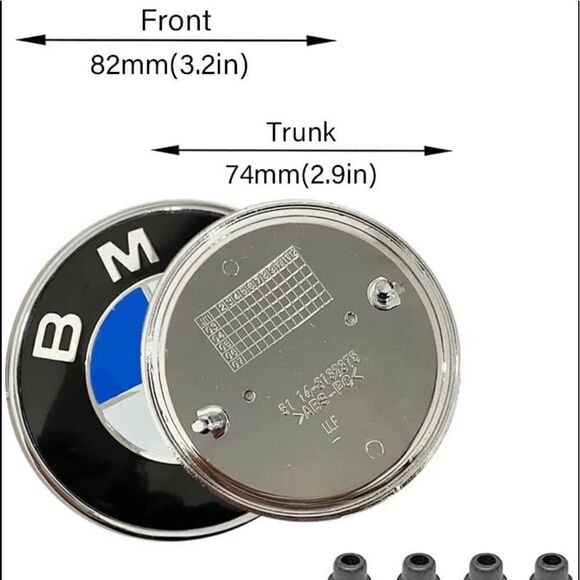 BMW logo Emblems for Hood & Trunk set of 2 Blue & Silver NWT - Picture 4 of 9